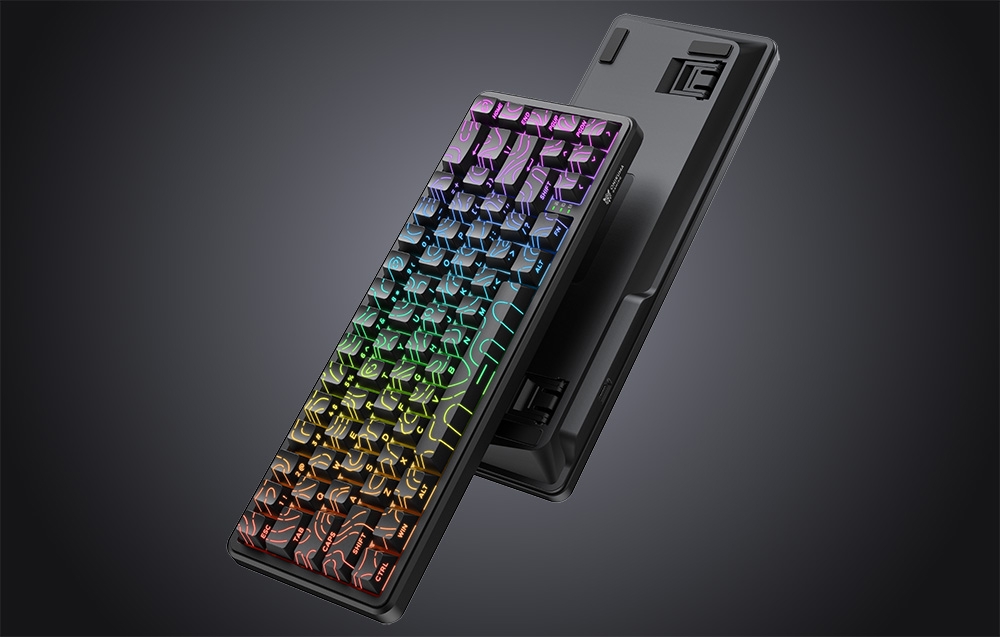 Δύο πληκτρολόγια με οπίσθιο φωτισμό RGB σε σκούρο φόντο