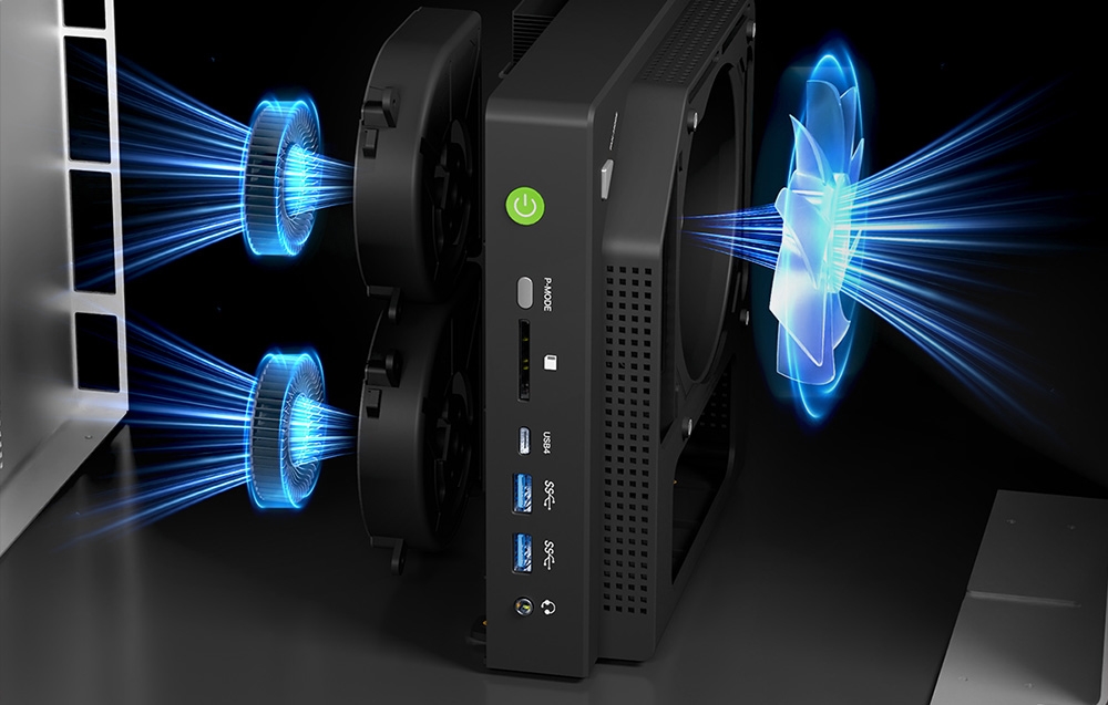 3 fans of a mini PC (Personal Computer).