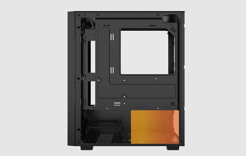 Ένα σασί Darkflash M305 Mesh που στέκεται στο πλάι του με σημειωμένη τη θέση τοποθέτησης της CPU.