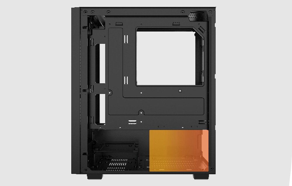 Η θήκη υπολογιστή Darkflash M305 φαίνεται από το πλάι, με σημειωμένη τη θέση τοποθέτησης της CPU.