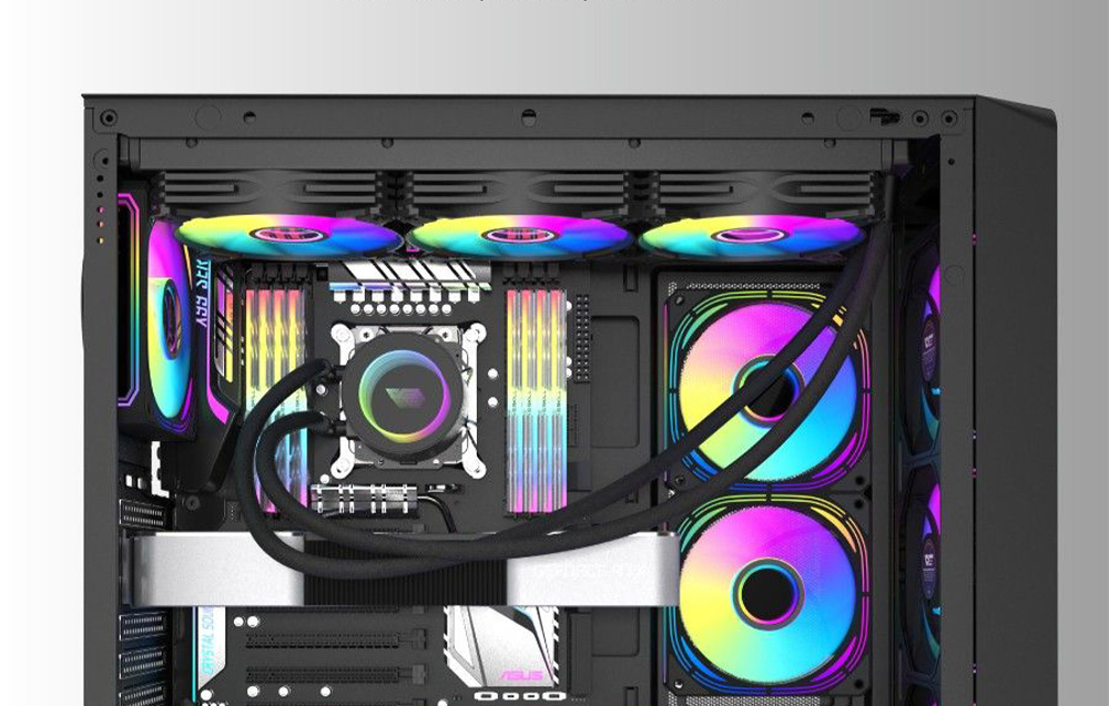 Περίβλημα υπολογιστή με ανεμιστήρες RGB με οπίσθιο φωτισμό.