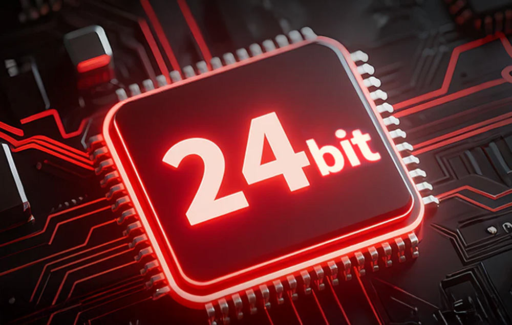 Επιγραφή 24bit στον επεξεργαστή που βρίσκεται στην πλακέτα κυκλώματος με τονισμένα ίχνη