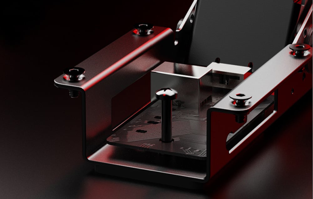 Μεταλλική βάση με βίδα σε σκούρο φόντο