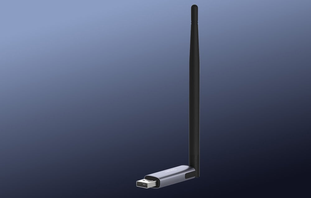 Πύλη ZigBee σε ναυτικό μπλε φόντο.