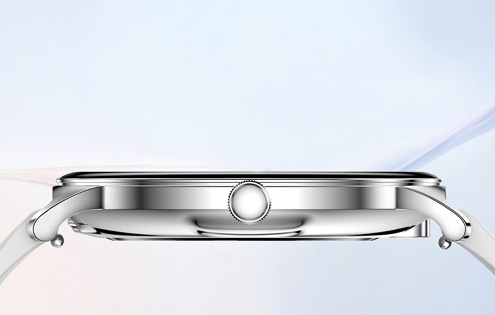 Ασημί smartwatch με μπλε φόντο.