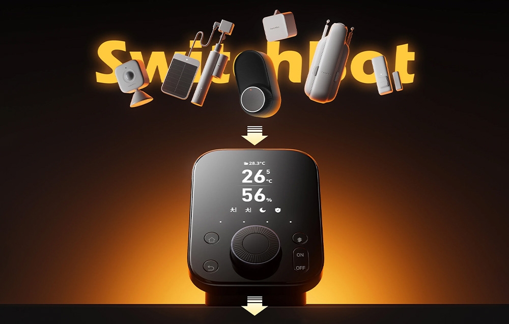 Τηλεχειριστήριο γενικής χρήσης SwitchBot Hub 2 με ένδειξη θερμοκρασίας και υγρασίας, συμβατό με πολλές συσκευές