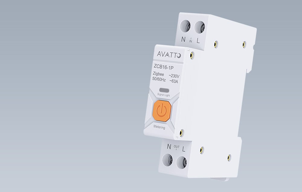 Έξυπνος διακόπτης υπερέντασης AVATTO ZCB16-1P Zigbee με κουμπί μέτρησης σε ράγα DIN
