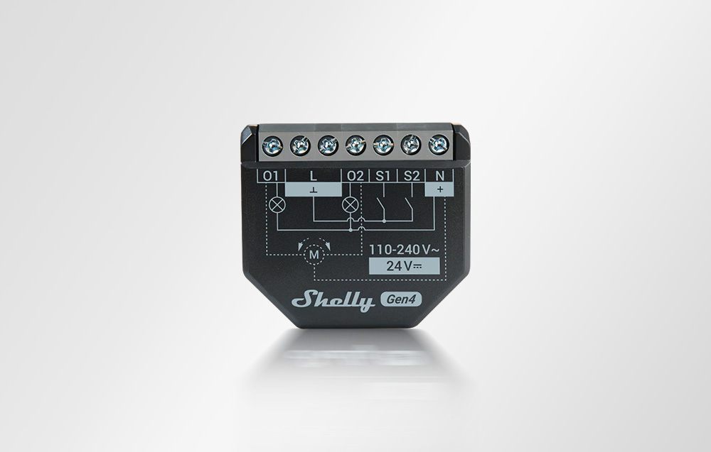 Μονάδα ρελέ Shelly Gen4 με 7 ακροδέκτες και διάγραμμα συνδεσμολογίας, υποστήριξη 110-240V και 24V DC