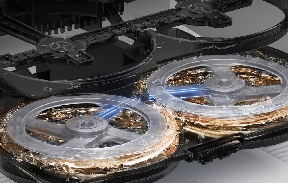 Ένα κοντινό πλάνο του εσωτερικού του ρομπότ καθαρισμού Ecovacs DEEBOT T30C PRO