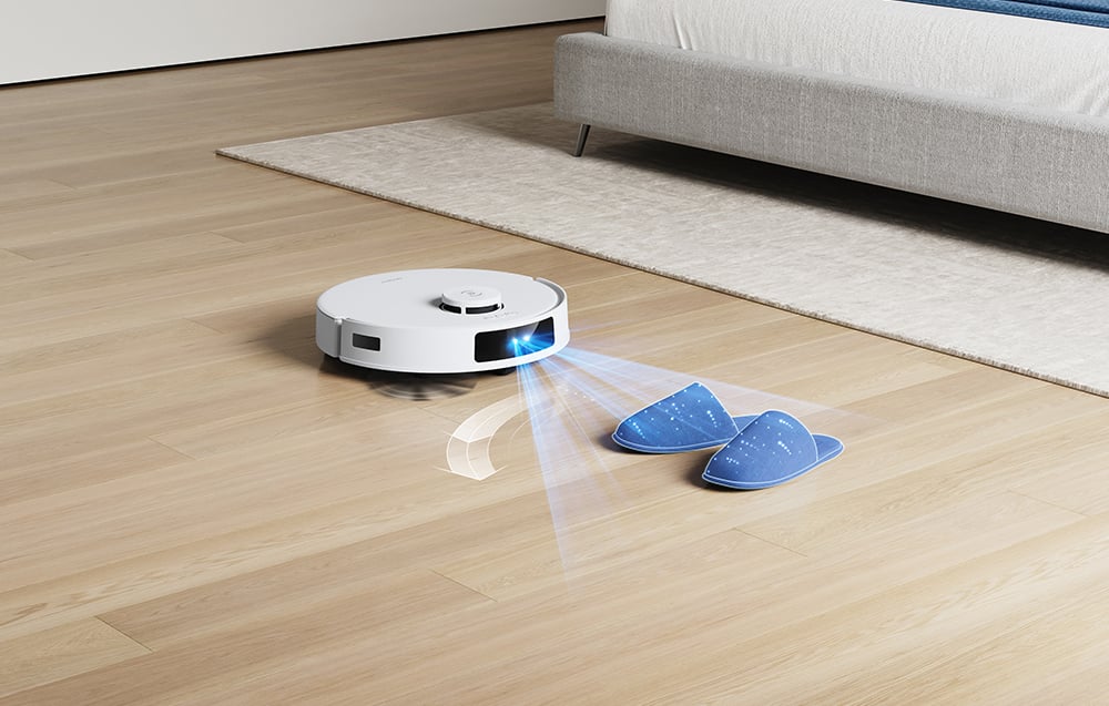 Το ρομπότ καθαρισμού Ecovacs N20 Plus ανιχνεύει ένα εμπόδιο στην πορεία του