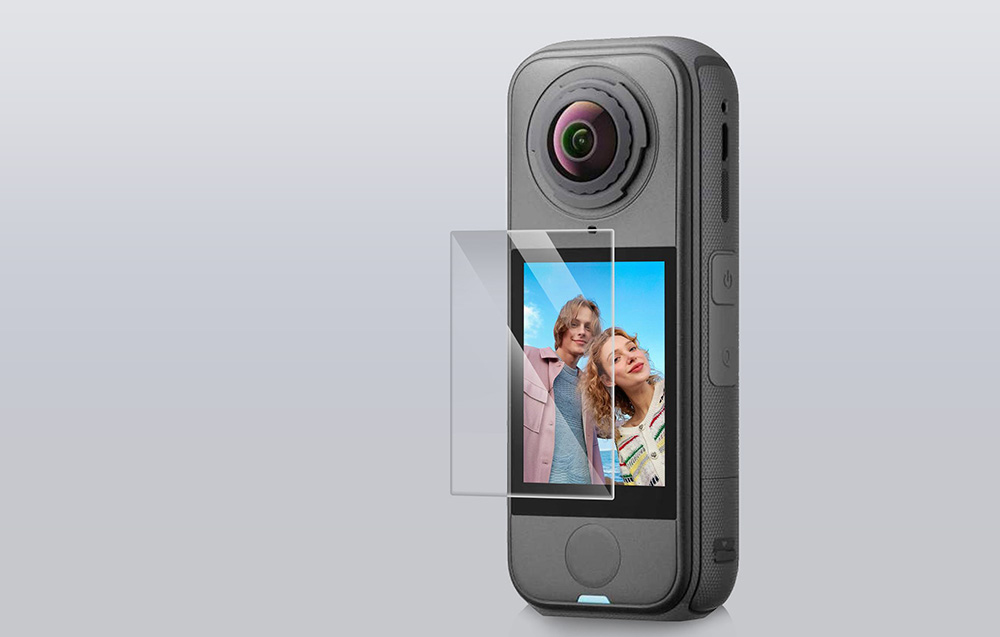 Κάμερα και οθόνη Insta360 από σκληρυμένο γυαλί σε γκρι φόντο
