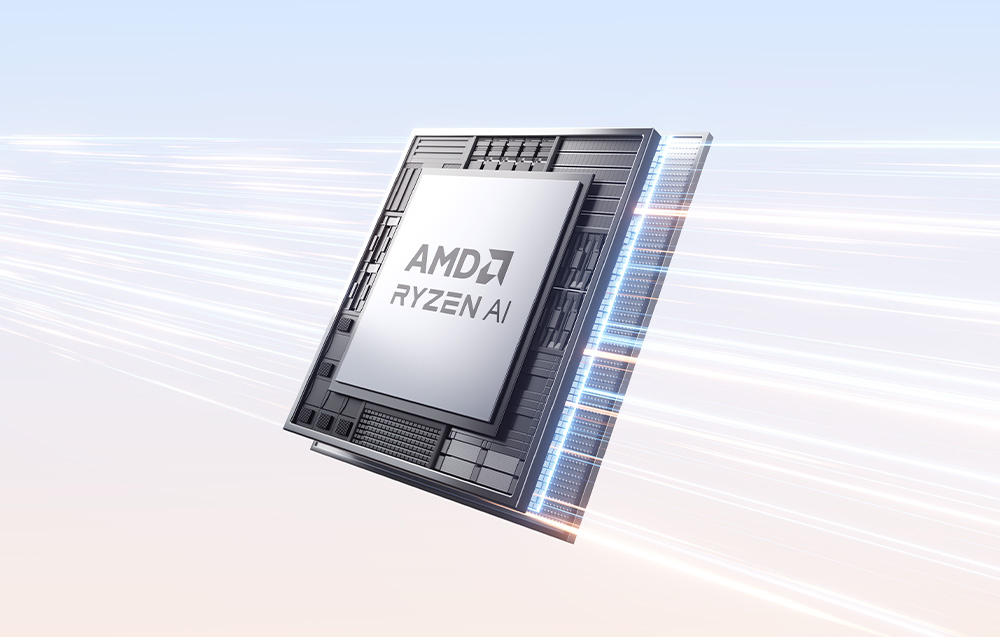 Επεξεργαστής AMD Ryzen AI σε φωτεινό φόντο