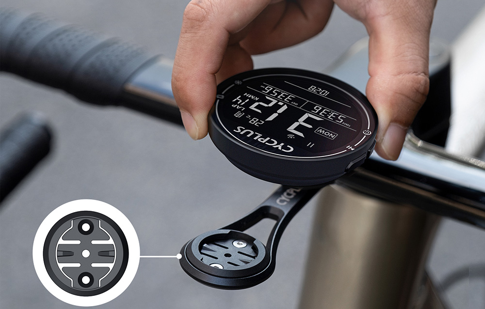 Cycplus τοποθέτηση υπολογιστή με τα χέρια στη βάση με διάγραμμα του μηχανισμού τοποθέτησης