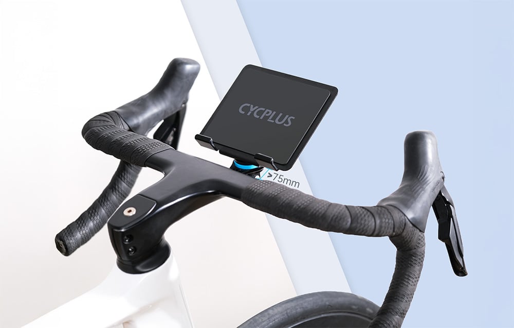 Τιμόνι ποδηλάτου με τοποθετημένη θήκη tablet Cycplus