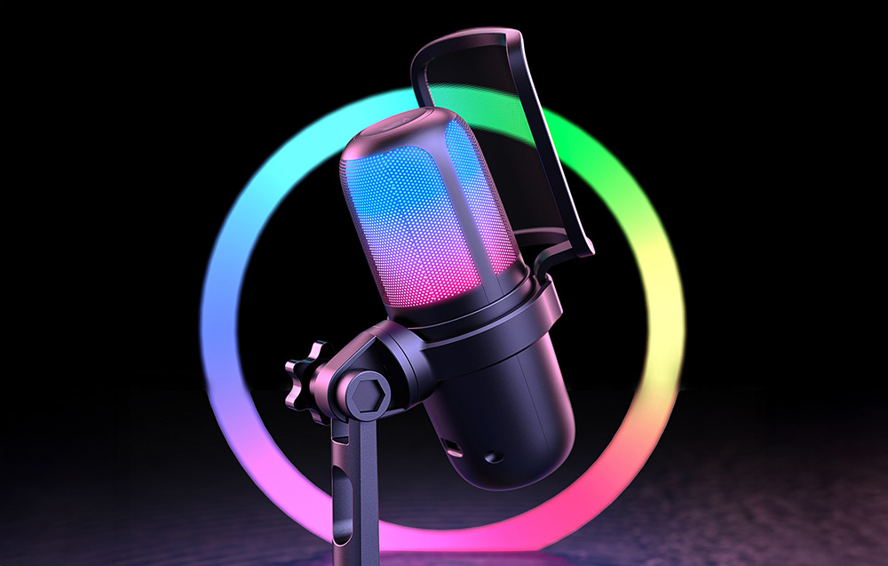 Μικρόφωνο σε κυκλικό φόντο RGB