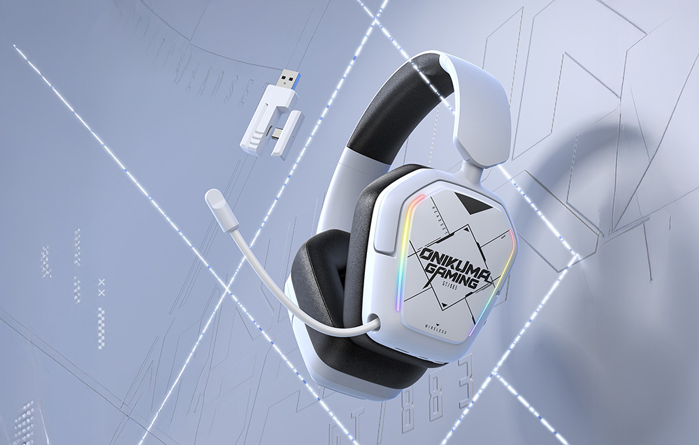 Λευκά in-ear ακουστικά Onikuma με μικρόφωνο και προσαρμογέα USB