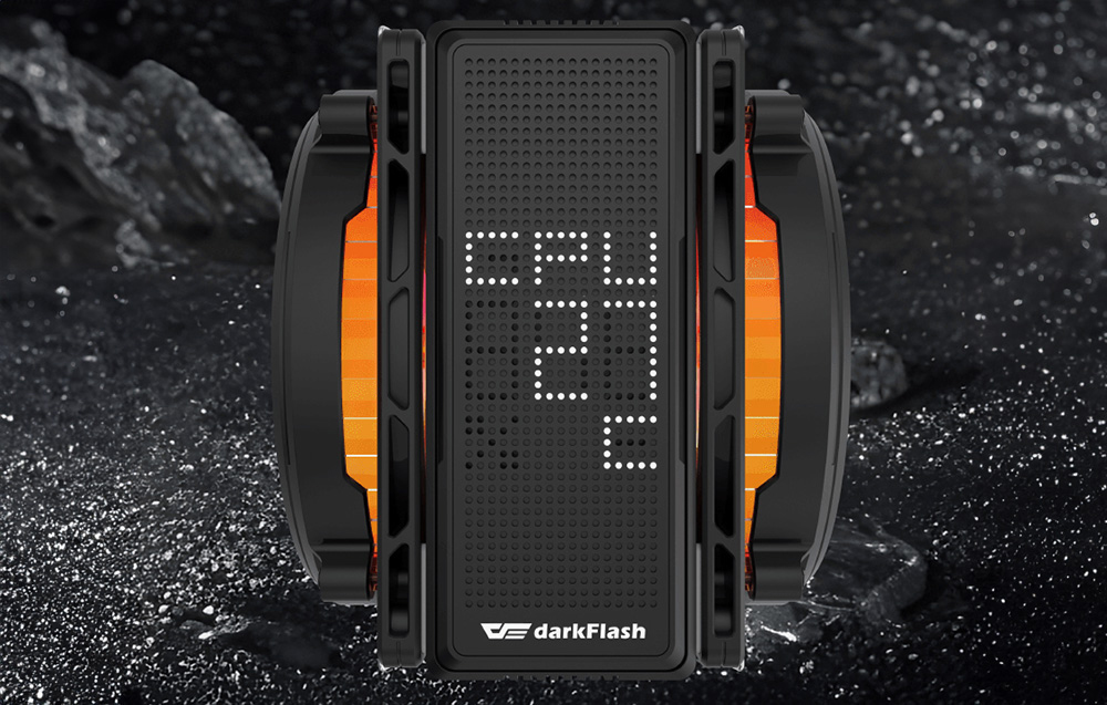 Ενεργή ψύξη Darkflash με οθόνη LED σε μαύρο φόντο