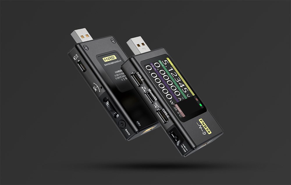 δύο μαύρα μοντέλα δοκιμαστή θύρας USB σε μαύρο φόντο