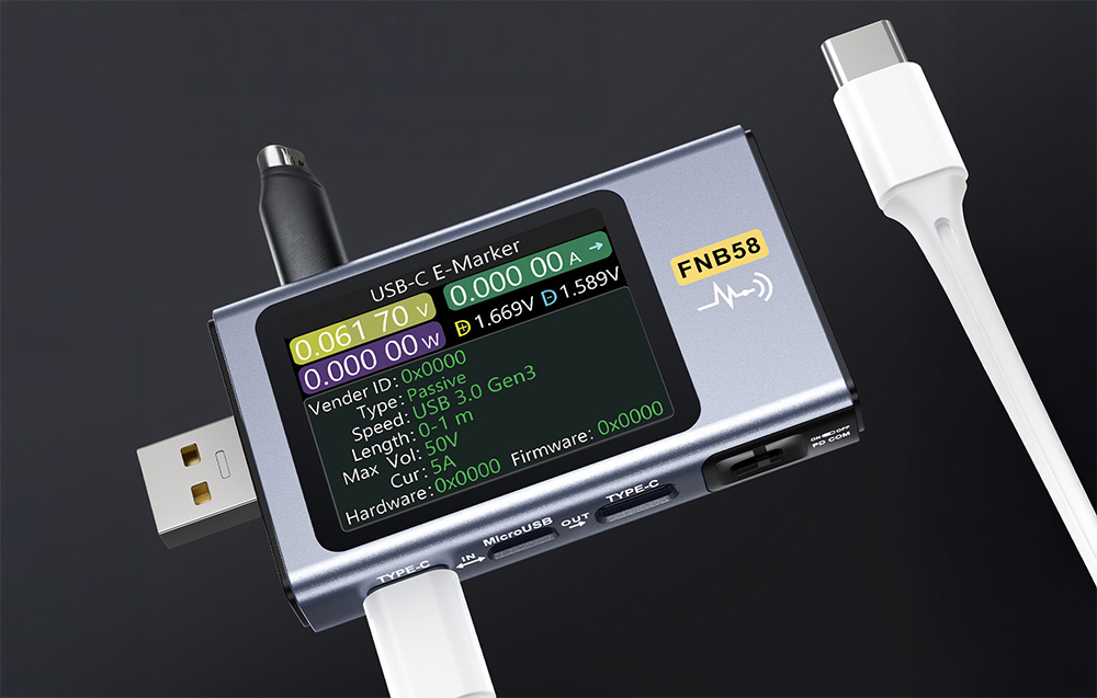 Δοκιμαστής θύρας USB με συνδεδεμένο καλώδιο USB