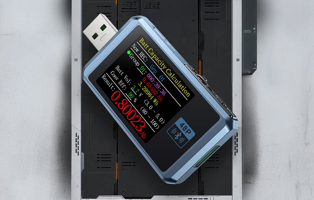USB tester που μετρά την χωρητικότητα της μπαταρίας με ορατό αποτέλεσμα σε Ah.