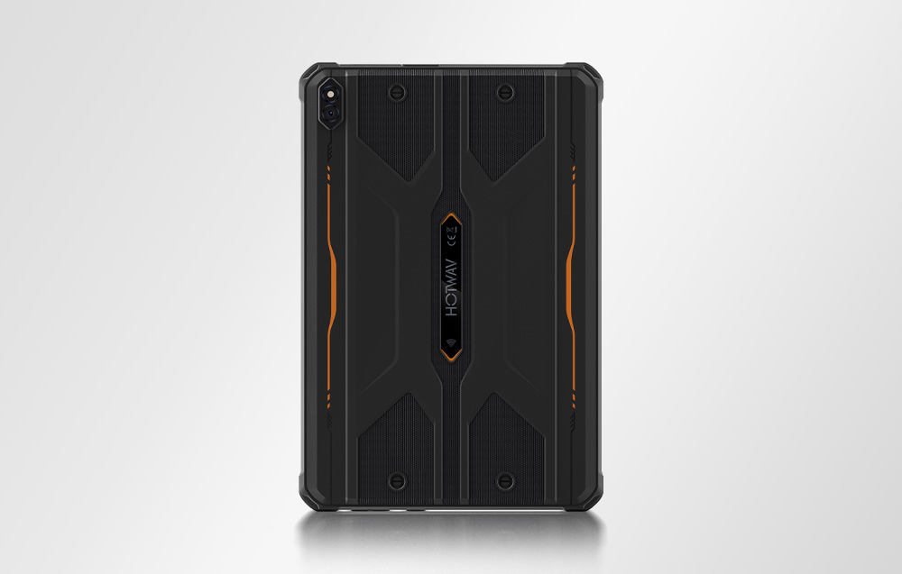 Tablet Hotwav σε λευκό φόντο, αναποδογυρισμένο με την κάμερα στραμμένη προς τον φακό