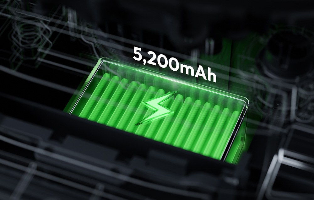 Πράσινη μπαταρία 5200 mAh με εικονίδιο κεραυνού που υποδεικνύει τη φόρτιση