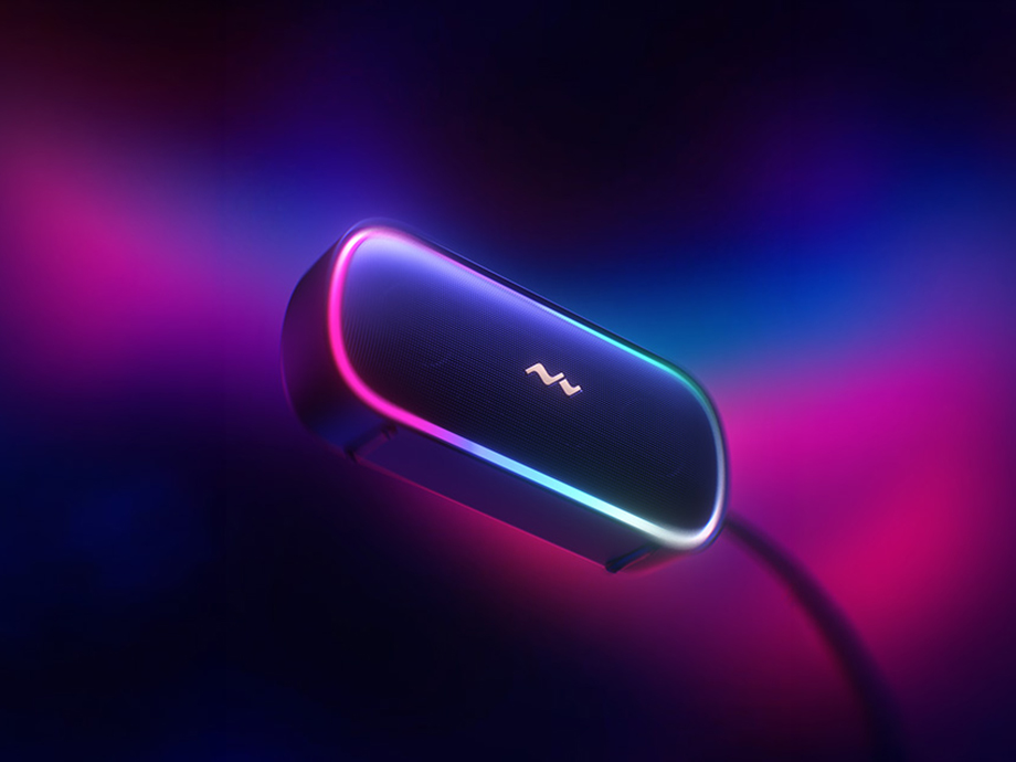 Ηχείο Bluetooth με έγχρωμο οπίσθιο φωτισμό σε σκούρο φόντο