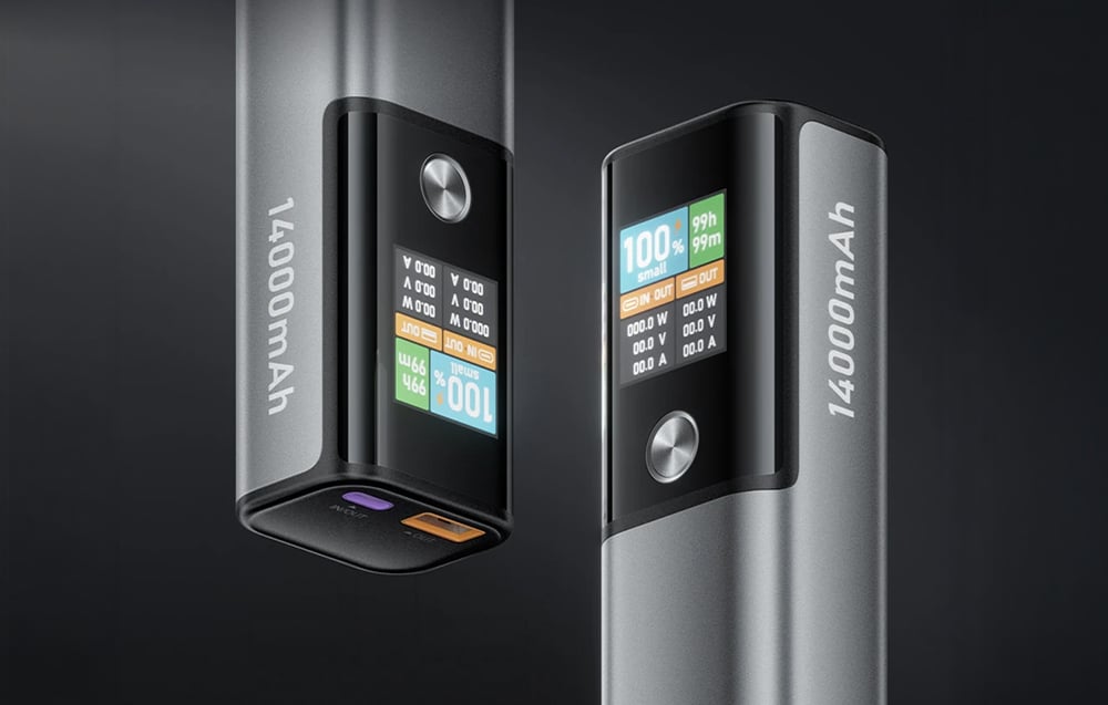 2 power bank Blitzwolf με οθόνες σε μαύρο φόντο
