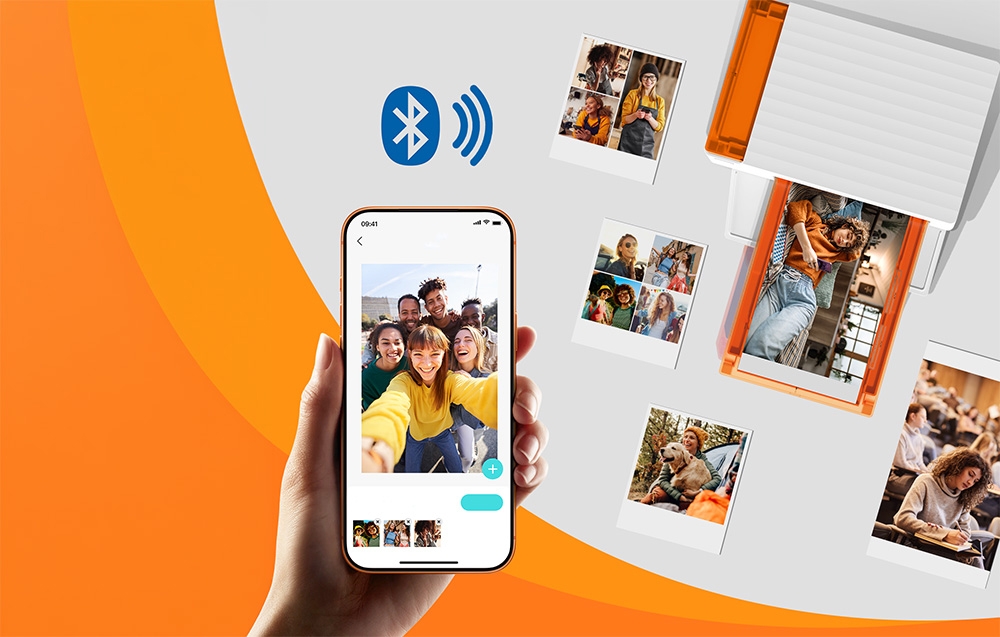 Smartphone με εφαρμογή που συνδέεται μέσω Bluetooth με έναν φορητό εκτυπωτή