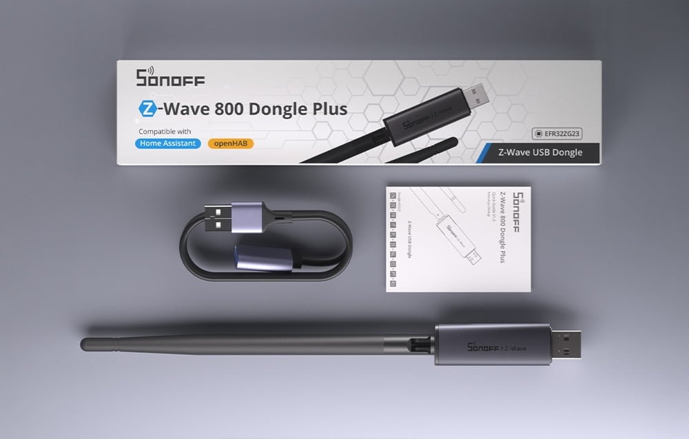 Κιτ πύλης Sonoff Z-Wave με κεραία, καλώδιο, εγχειρίδιο χρήστη και συσκευασία