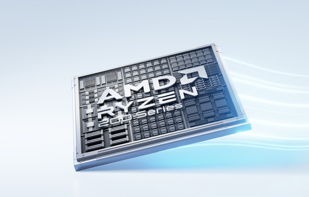 Ένας επεξεργαστής AMD Ryzen 200 Series απεικονίζεται ως το εξάρτημα που είναι υπεύθυνο για την απόδοση της συσκευής.