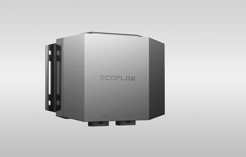 Φορτιστής EcoFlow Alternator σε γωνία πάνω σε γκρι φόντο