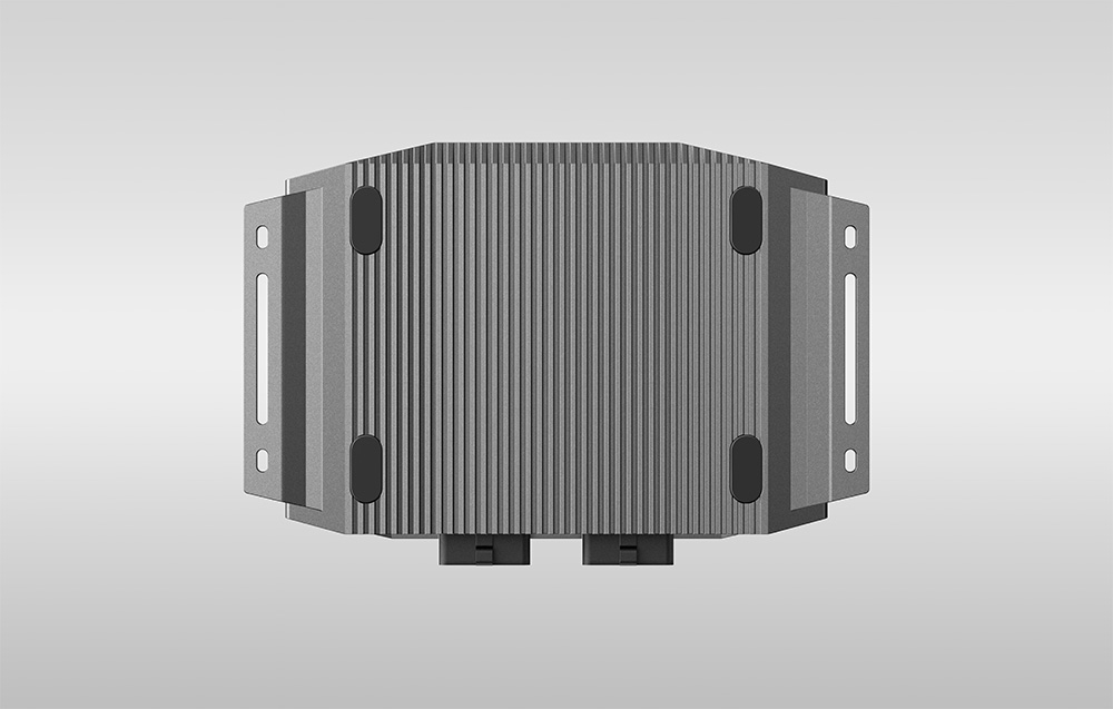 Πίσω όψη του φορτιστή EcoFlow Alternator πάνω σε γκρι φόντο