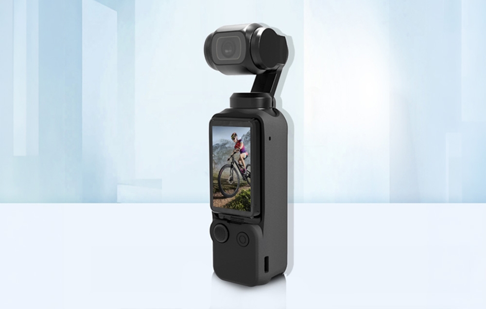 Μαύρη θήκη Puluz για την κάμερα DJI OSMO Pocket 3 σε μπλε φόντο