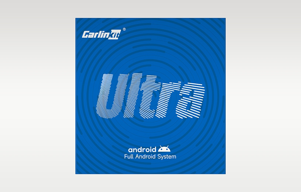 Το κουτί του Carlinkit Ultra με τον ασύρματο προσαρμογέα, τοποθετημένο με την πρόσοψη προς την κάμερα
