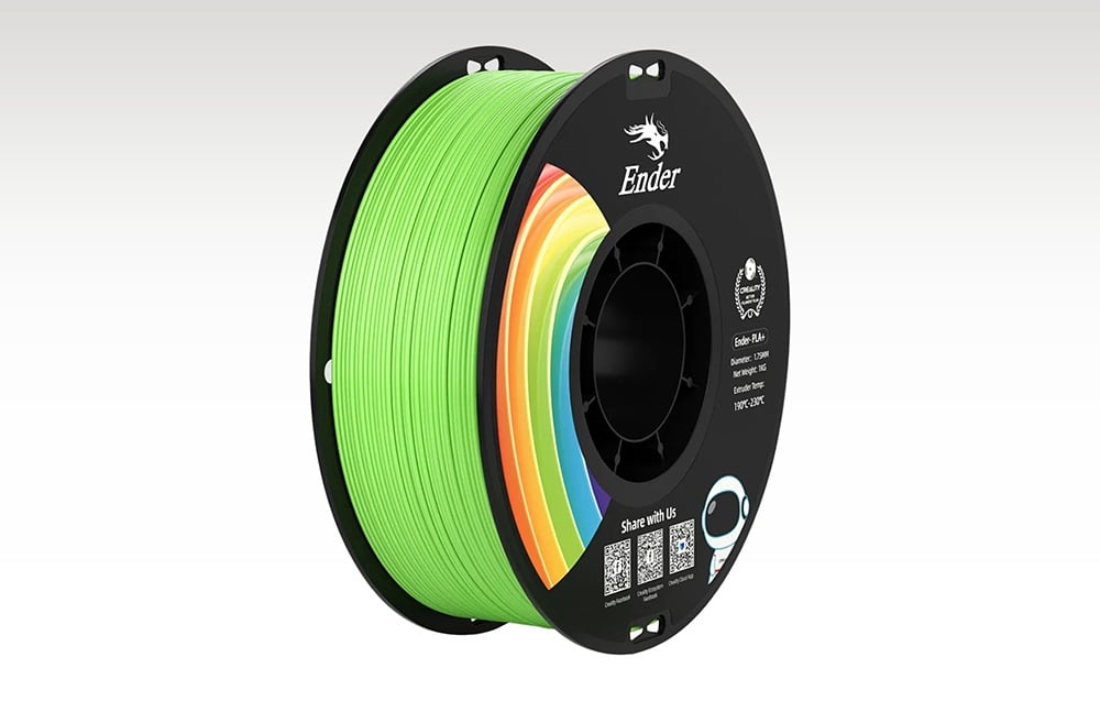 Πράσινο νήμα Creality Ender PLA+ σε φόντο με γκρι διαβάθμιση