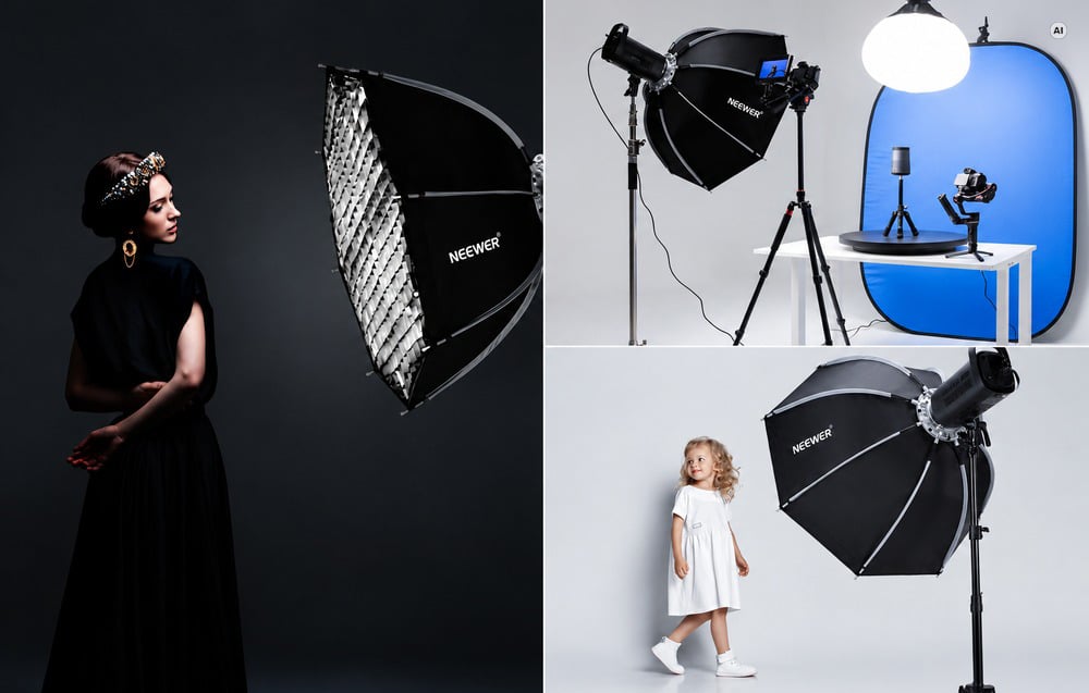 Χρήση του softbox Neewer σε φωτογραφικές συνεδρίες πορτρέτων, προϊόντων και παιδιών.