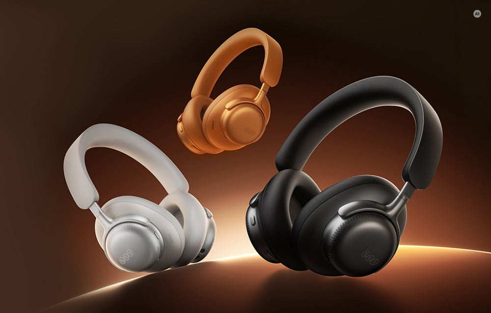 Ασύρματα ακουστικά QCY H6 Ultra τύπου over-ear, διαθέσιμα σε τρεις χρωματικές επιλογές: μαύρο, μπεζ και πορτοκαλί