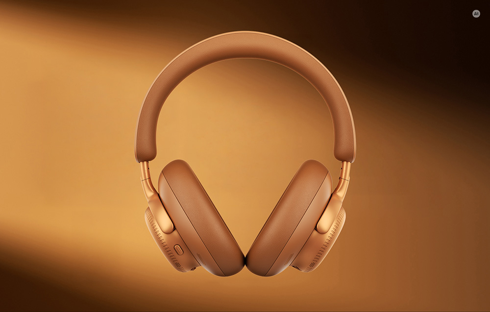 Πορτοκαλί ασύρματα ακουστικά QCY τύπου over-ear σε σκούρο φόντο