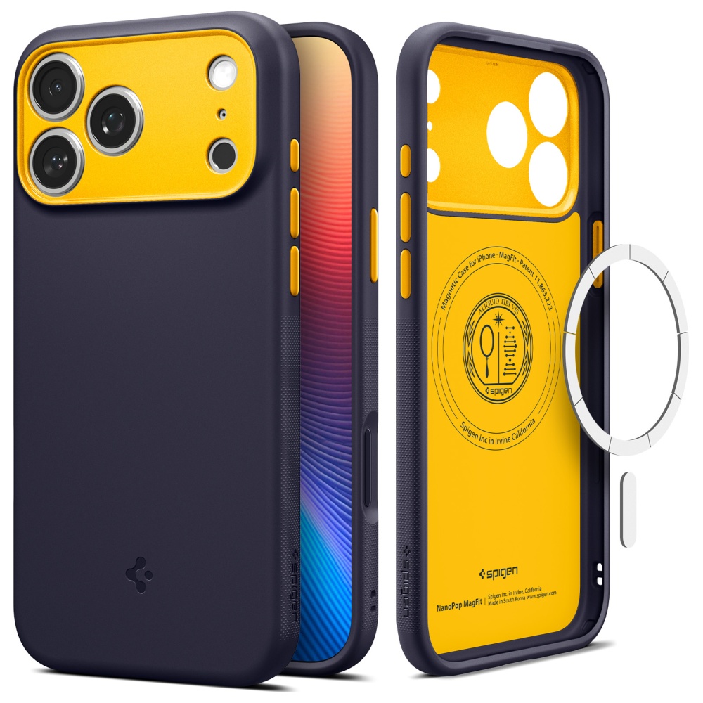 Spigen Nano Pop Mag MagSafe navy case for iPhone 17 Pro Max - front view