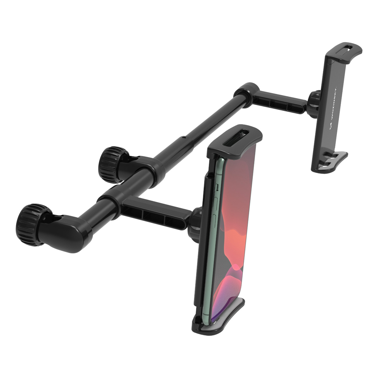 Wozinsky WTHBK1 Dual Headrest Car Holder with Cell Phone Podwójny uchwyt na telefon do samochodu na zagłówek Wozinsky WTHBK1 z dwoma telefonami
