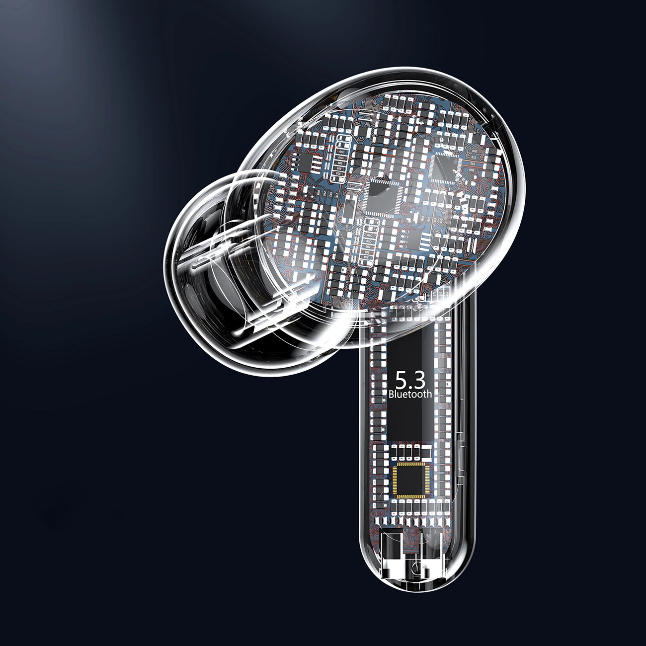 Διαφανής θήκη των ασύρματων ακουστικών Choetech BH-T17 TWS για εμφάνιση του εσωτερικού