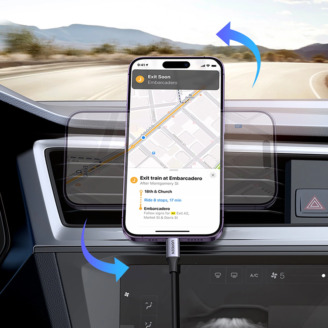 Φωτογραφία ενός περιστρεφόμενου τηλεφώνου με μαγνητική θήκη Ugreen LP428
