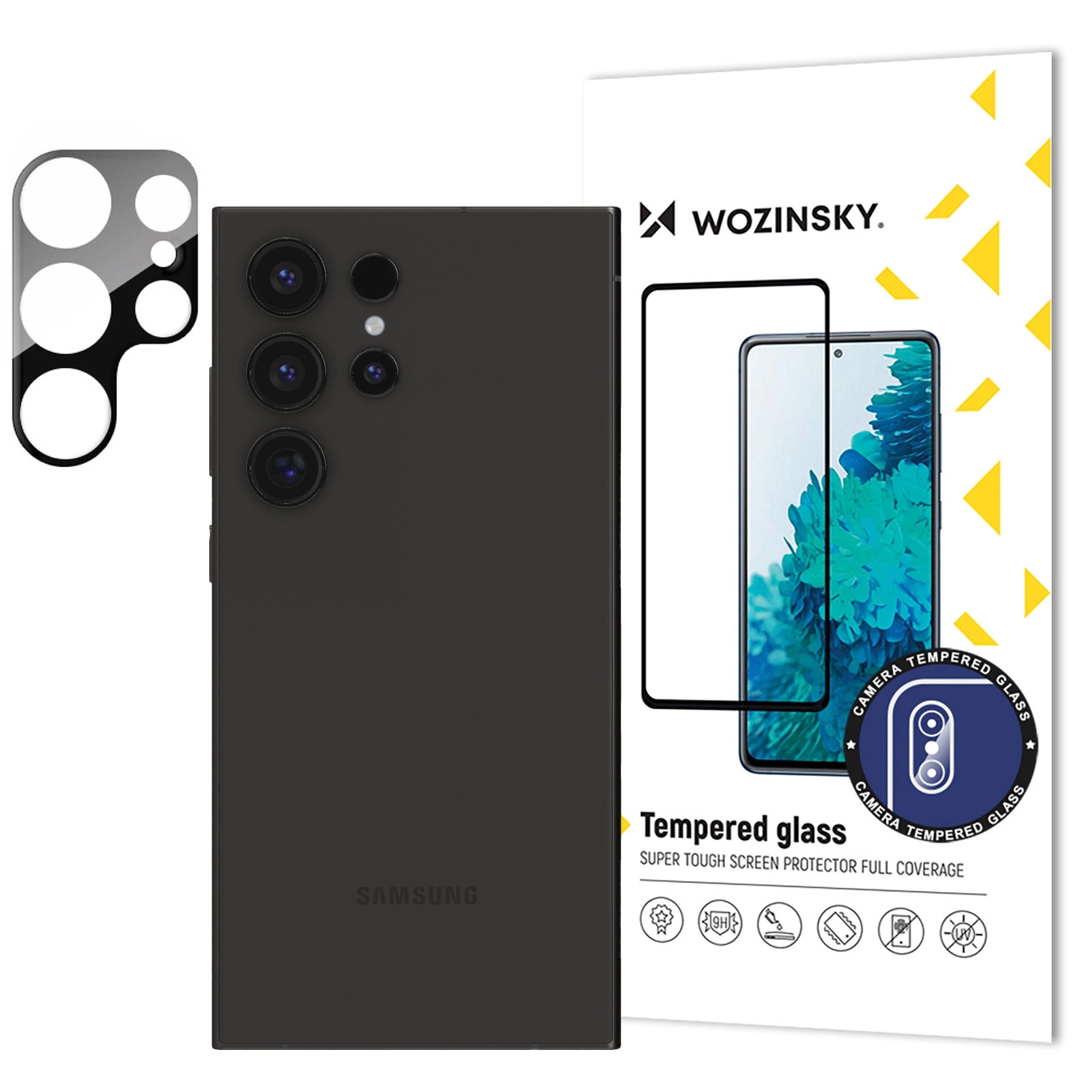 Μετριασμένο γυαλί 9H Wozinsky Full Camera Glass σε άσπρο φόντο