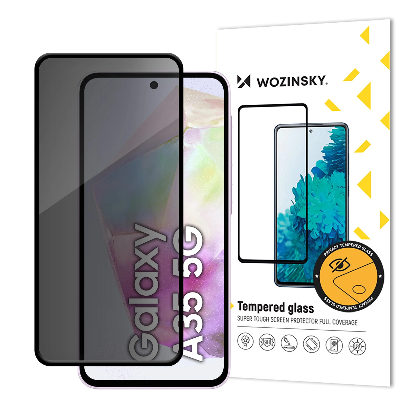 Wozinsky Privacy Glass Tempered Glass με φίλτρο κατά της κατασκοπείας σε λευκό φόντο