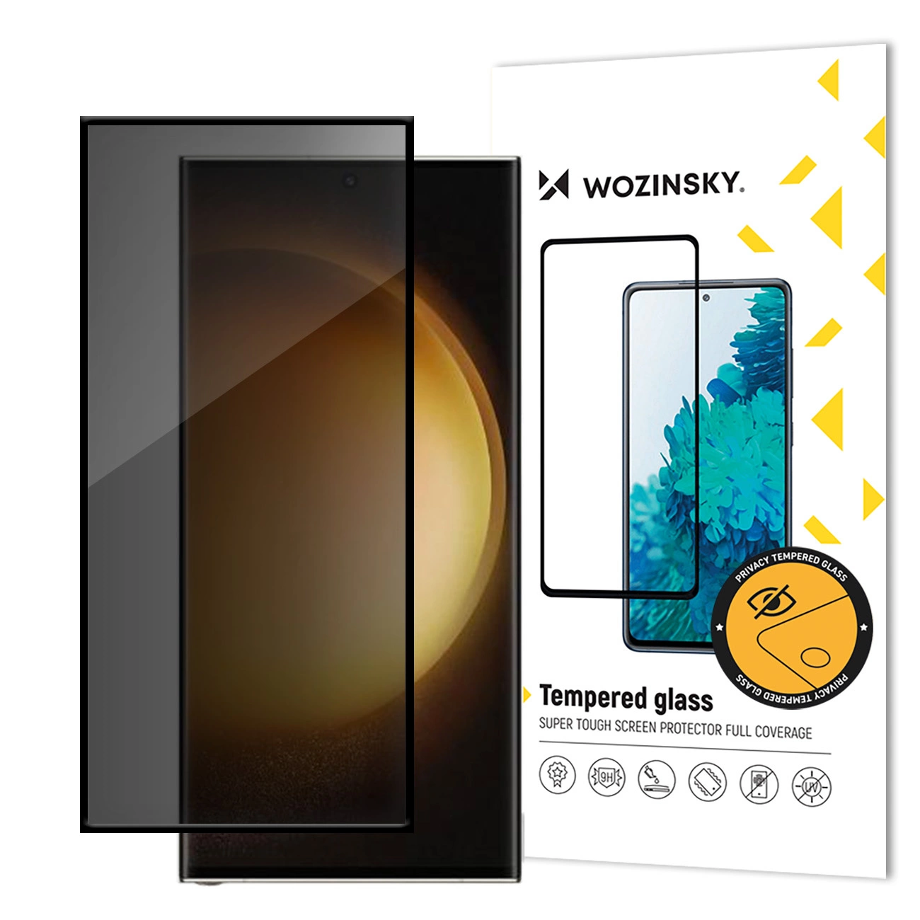 Wozinsky Privacy Glass Tempered Glass με φίλτρο κατά της κατασκοπείας σε λευκό φόντο