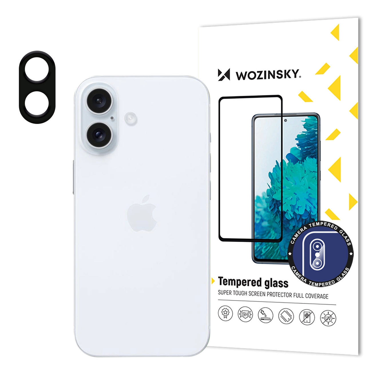 Μετριασμένο γυαλί 9H Wozinsky Full Camera Glass σε άσπρο φόντο