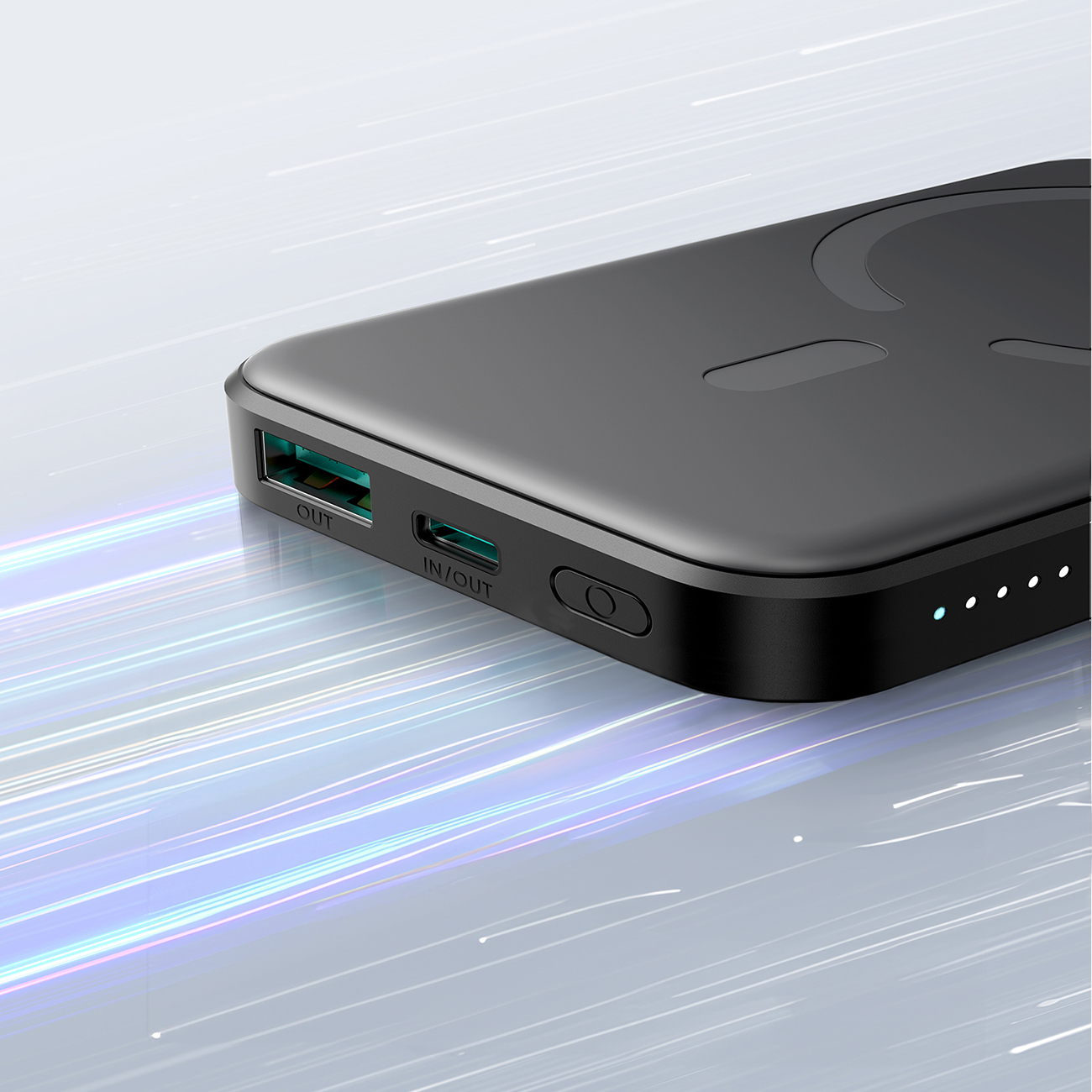 Στιγμιότυπο από το επαγωγικό power bank Joyroom JR-W020 Mini χρησιμοποιώντας θύρες τροφοδοσίας USB-A και USB-C