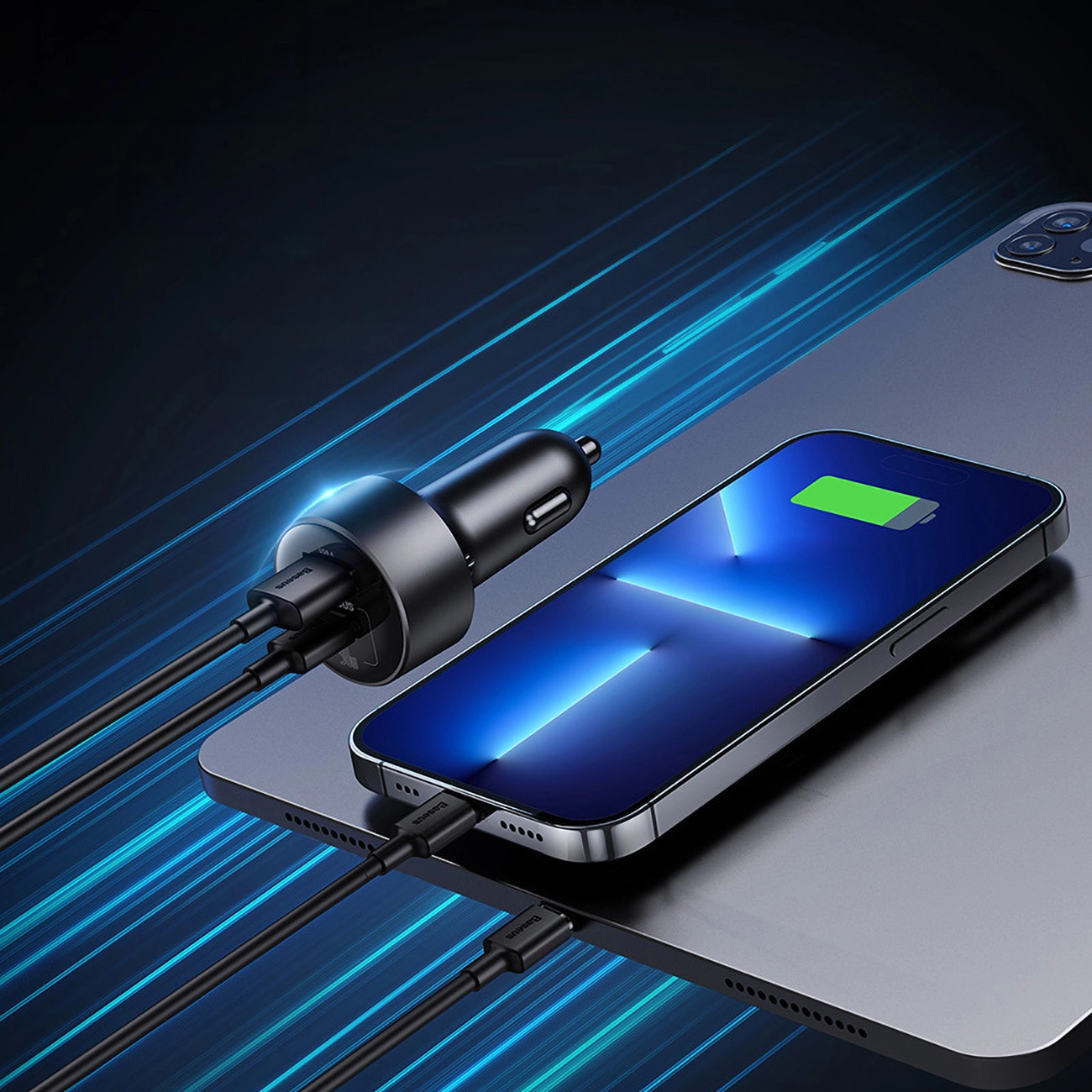 Προσαρμογέας Baseus High Efficiency Pro συνδεδεμένος σε δύο συσκευές ταυτόχρονα