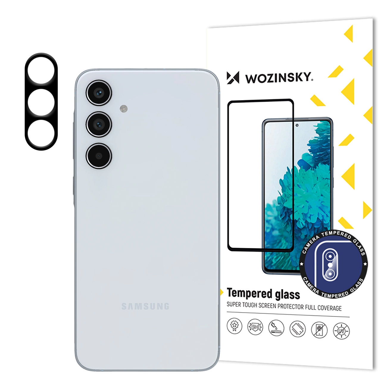 Μετριασμένο γυαλί 9H Wozinsky Full Camera Glass σε άσπρο φόντο